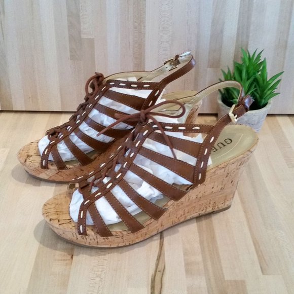 Guess Lace-Up Strappy Platform Wedge Sandal. Size 10M - Picture 1 of 10